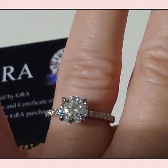 CERTIFIED Genuine Diamond Moissanite 1.5 Ct. Round & Pave Engagement Ring Sz 8 - Picture 4 of 4